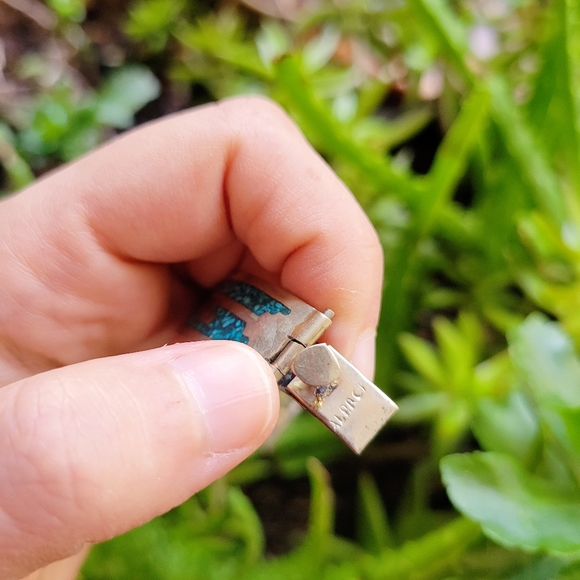 Vintage Alarci Native American Inlaid Turquoise Bracelet - Picture 12 of 15